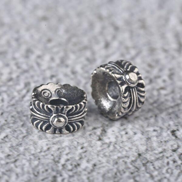 cross flower bead, round bead, spacer bead, s925 sterling silver, silver bead, oxidized silver bead