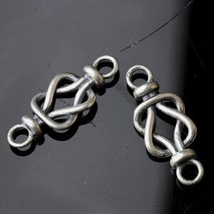 Chinese knot bead, flower connector bead, s925 sterling silver, silver findings, oxidized silver bead