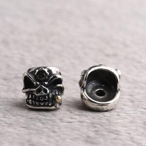 skull bead, spacer bead, s925 sterling silver, silver bead, oxidized silver bead