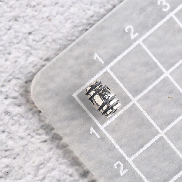 drum bead, crack pattern bead, spacer bead, s925 sterling silver, silver bead, oxidized silver bead - Image 2
