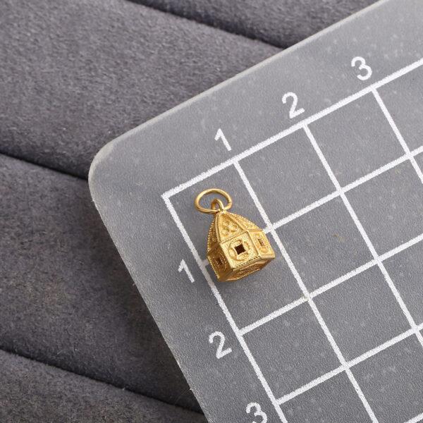 tent charm, flower pattern charm, s925 sterling silver, golden charm, gild bead - Image 2