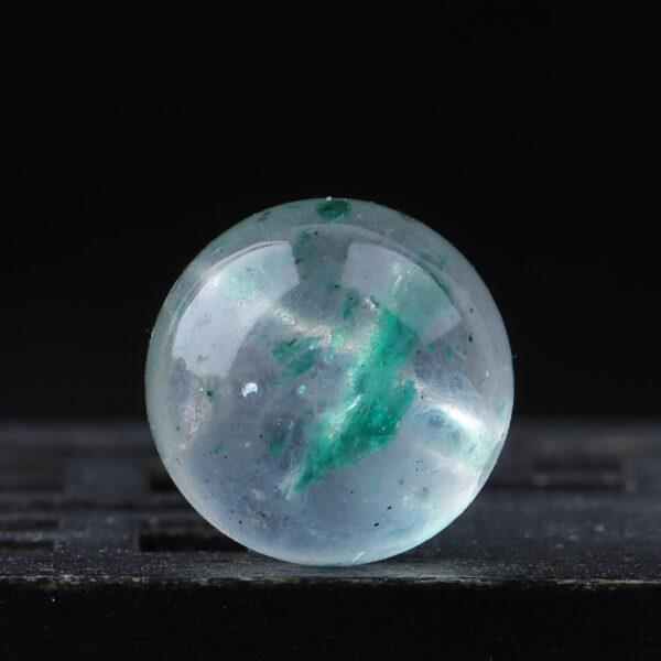 green mica bead, icy bead, round bead, natural bead, genuine bead - Image 2