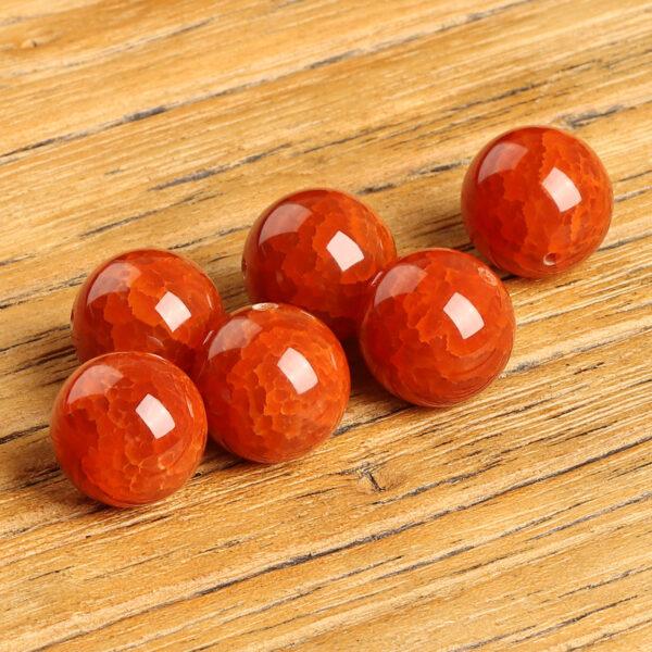 red agate bead, inner crack bead, round bead, through hole bead, natural bead, genuine bead - Image 2