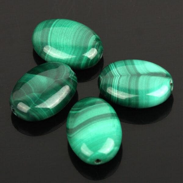 malachite bead, green bead, stripe bead, oblate bead, pebble shape bead, natural bead, genuine bead - Image 2