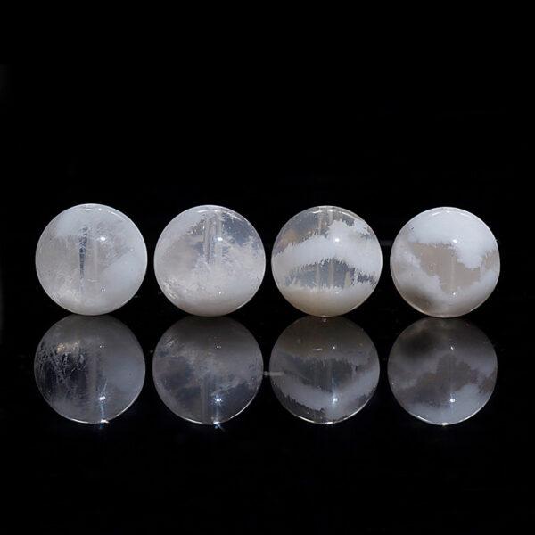 muscovite bead, white bead, round bead, natural bead, genuine bead - Image 2