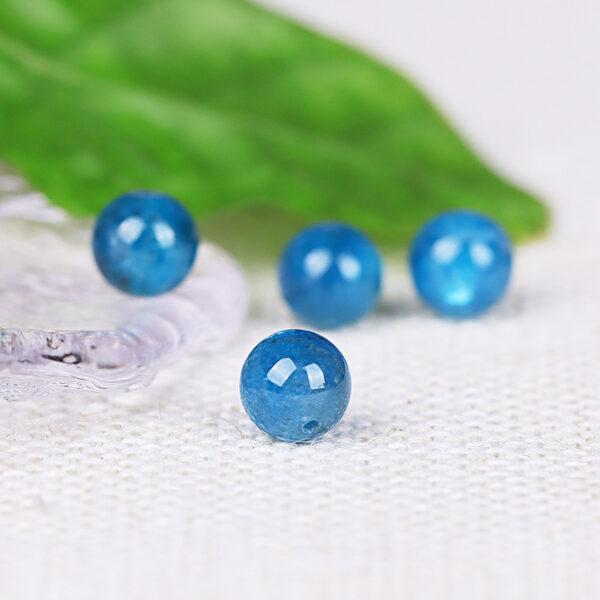 blue apatite bead, round bead, natural bead, genuine bead - Image 2