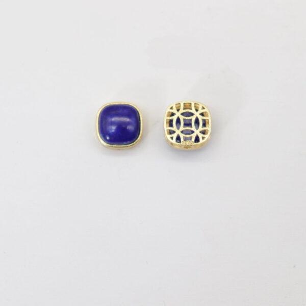 square bead, bezel bead, lapis lazuli bead, blue bead, sterling silver bead, gild bead, golden bead, 2pcs / 5 pcs - Image 2