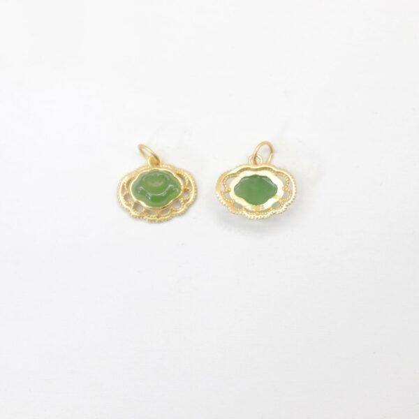 ruyi flower charm, nephrite charm, green charm, sterling silver charm, gild bead, golden charm, 2pcs / 5 pcs - Image 2