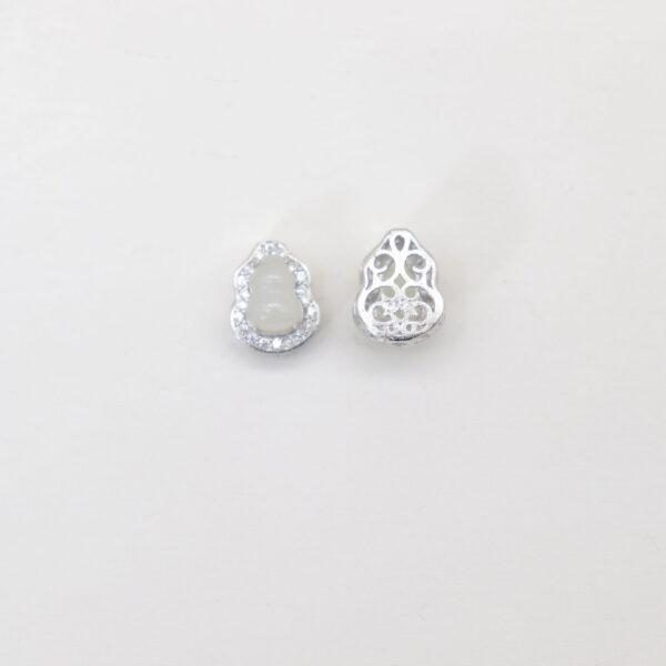 gourd bead, bezel bead, nephrite bead, white bead, sterling silver bead, gild bead, golden bead, 2pcs / 5 pcs - Image 2