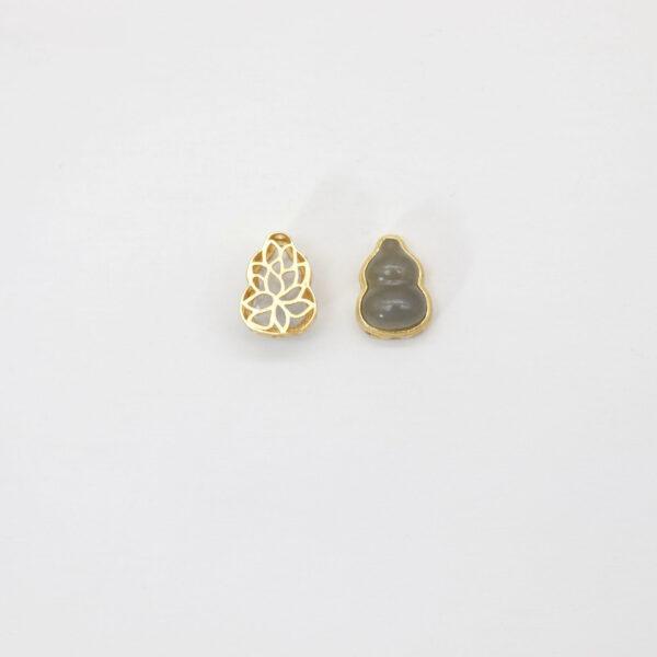 gourd bead, bezel bead, nephrite bead, purple gray bead, sterling silver bead, gild bead, golden bead, 2pcs / 5 pcs - Image 2