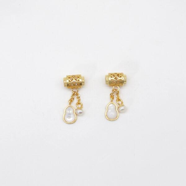 gourd charm, shell charm, white charm, sterling silver charm, gild bead, golden charm, 2pcs / 5 pcs - Image 2