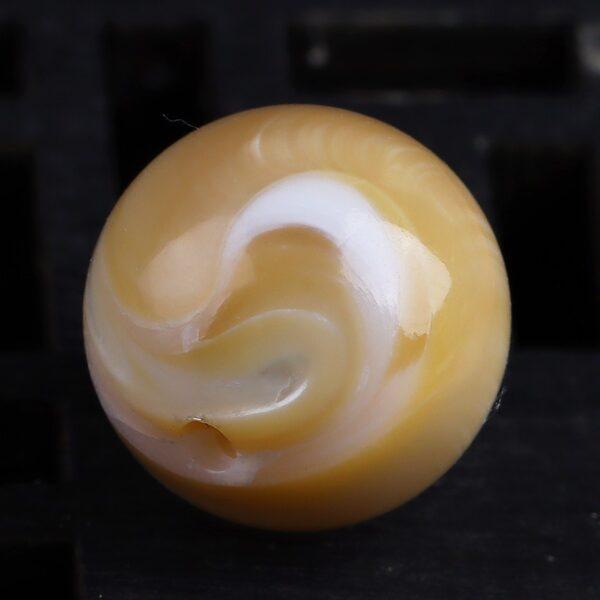 deep sea shell bead, white bead, yellow bead, round bead, through hole bead, natural bead, genuine bead - Image 2