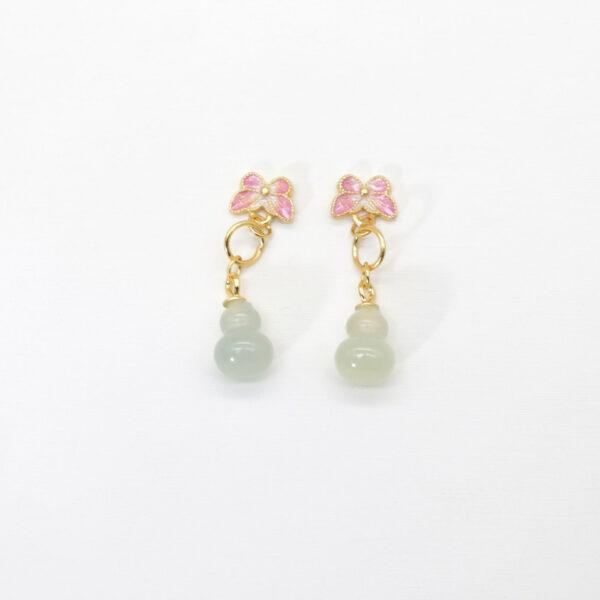 gourd charm, butterfly charm, nephrite charm, light green charm, sterling silver charm, gild bead, golden charm, 2pcs / 5 pcs - Image 2