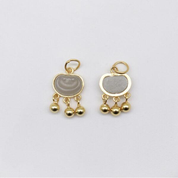 ruyi flower charm, nephrite charm, purple gray charm, sterling silver charm, gild bead, golden charm, 2pcs / 5 pcs - Image 2