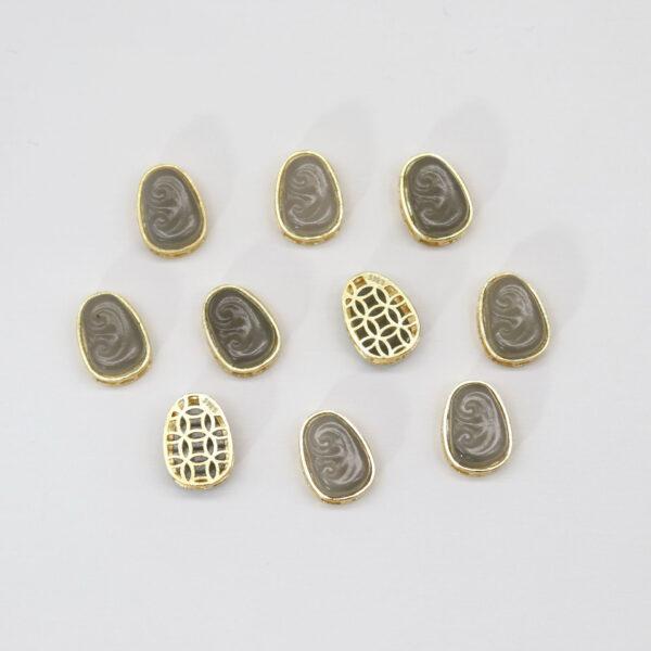 ruyi flower bead, bezel bead, nephrite bead, purple gray bead, sterling silver bead, gild bead, golden bead, 2pcs / 5 pcs - Image 2