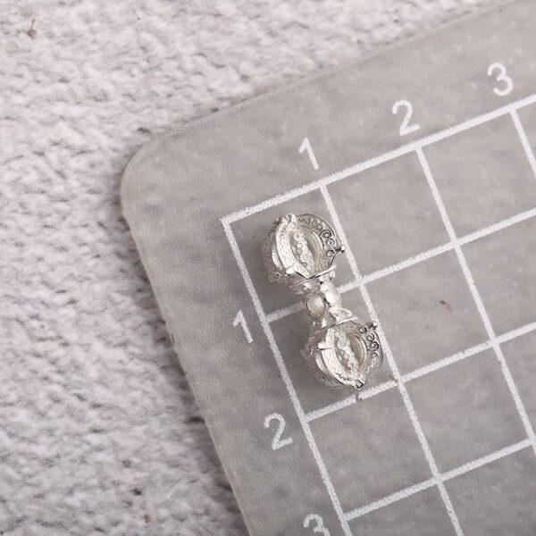 Vajra bead, spacer bead, s925 sterling silver, silver bead, bright silver bead - Image 2