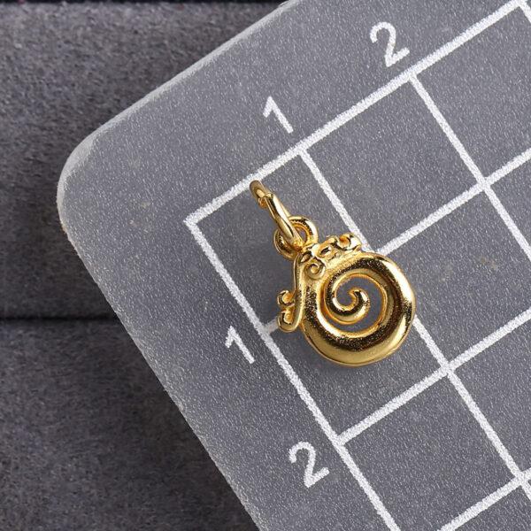dragon charm, round charm, s925 sterling silver, golden charm, gild bead - Image 2