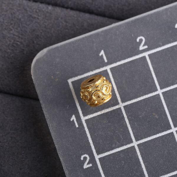 drum bead, vine pattern bead, spacer bead, s925 sterling silver, sterling silver bead, golden bead, gild bead - Image 2
