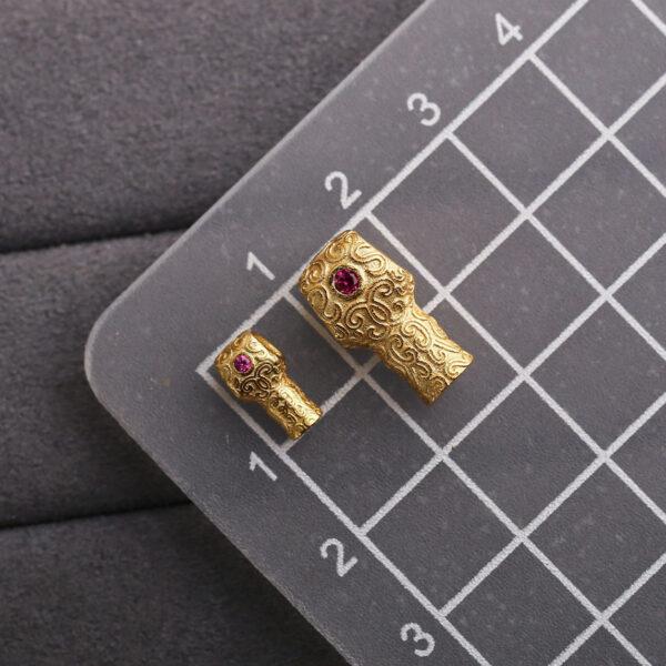T drilled bead, vine pattern bead, spacer bead, s925 sterling silver, sterling silver bead, golden bead, gild bead - Image 2