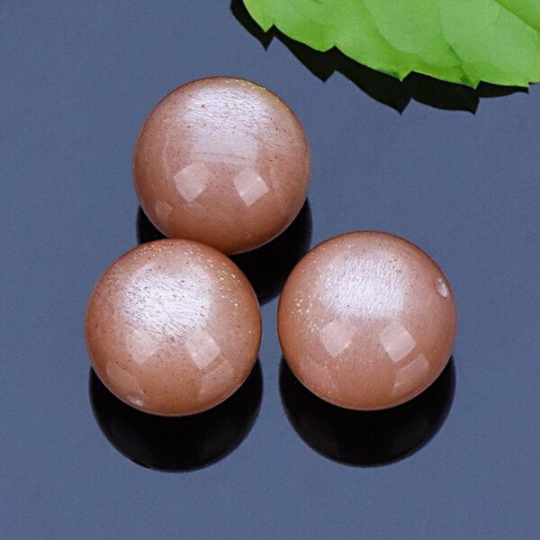 orange moonstone bead, round bead, through hole bead, natural bead, genuine bead - Image 2