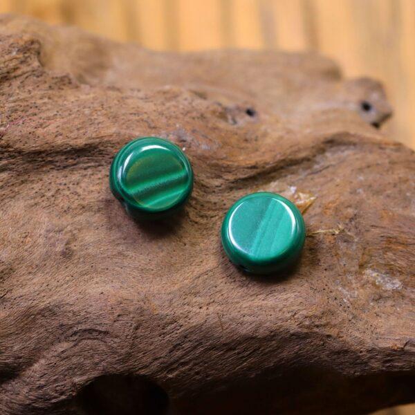 malachite bead, green bead, oblate bead, oval bead, spacer bead, through hole bead, natural bead, genuine bead - Image 2