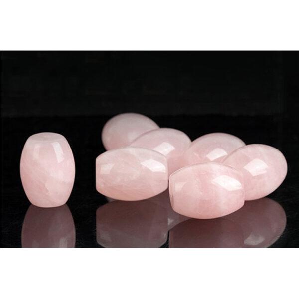 rose quartz bead, pink bead, cylinder bead, oval bead, spacer bead, through hole bead, natural bead, genuine bead - Image 2