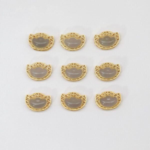 ruyi flower bead, bezel bead, nephrite bead, purple gray bead, sterling silver bead, gild bead, golden bead, 2pcs / 5 pcs - Image 2