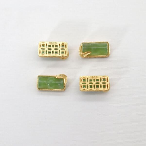 bamboo bead, bezel bead, nephrite bead, green bead, sterling silver bead, gild bead, golden bead, 2pcs / 5 pcs - Image 2