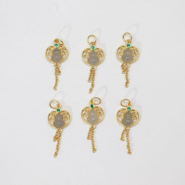 ruyi flower charm, gourd charm, tassel charm, purple gray charm, nephrite charm, sterling silver charm, gild bead, golden charm, 2pcs / 5 pcs - Image 2