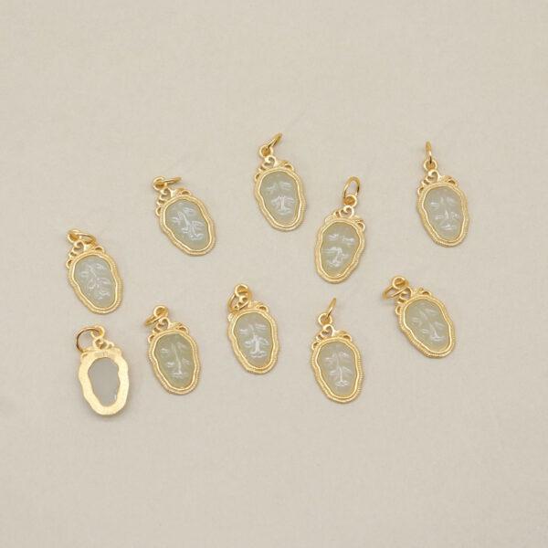leaf charm, white charm, nephrite charm, sterling silver charm, gild bead, golden charm, 2pcs / 5 pcs - Image 2