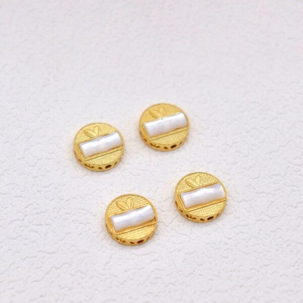 bamboo bead, round bead, bezel bead, shell bead, white bead, sterling silver bead, gild bead, golden bead, 2pcs / 5 pcs - Image 2