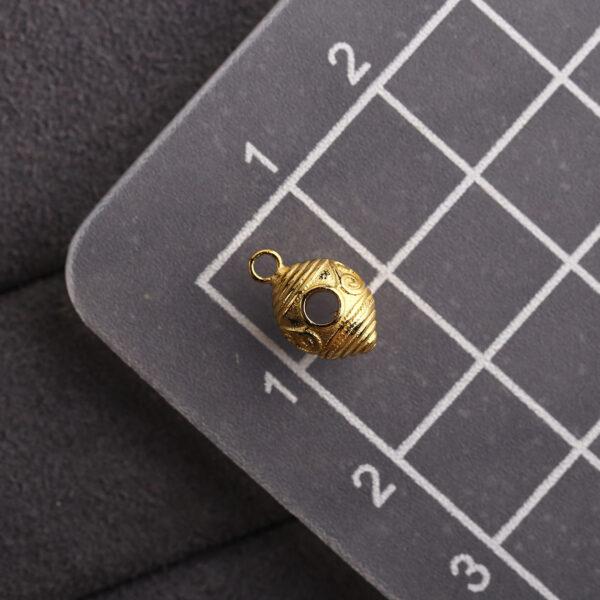 spindle charm, flower pattern charm, s925 sterling silver, golden charm, gild bead - Image 2