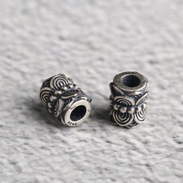 twin Lotus flowers bead, spacer bead, s925 sterling silver, silver bead, oxidized silver bead - Image 2