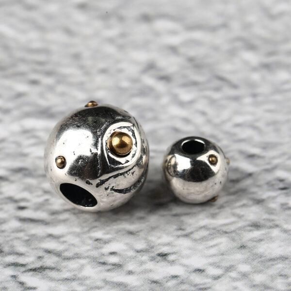 cyclops bead, round bead, spacer bead, s925 sterling silver, silver bead, oxidized silver bead - Image 2