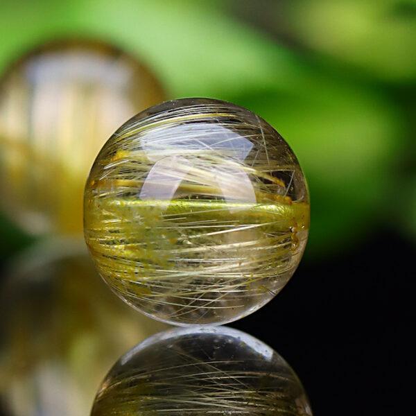golden rutilated quartz bead, clear bead, round bead, natural bead, genuine bead - Image 4