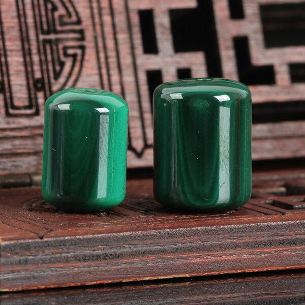 malachite bead, green bead, drum bead, cylinder bead, natural bead, genuine bead - Image 2