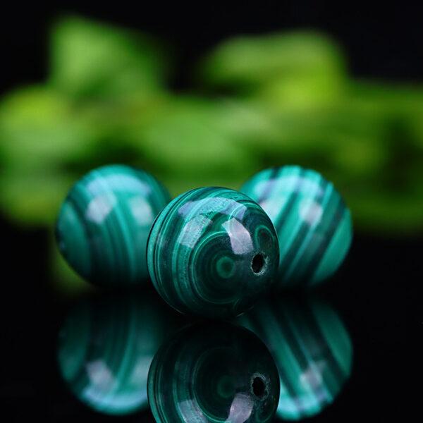 malachite bead, green bead, round bead, natural bead, genuine bead - Image 2