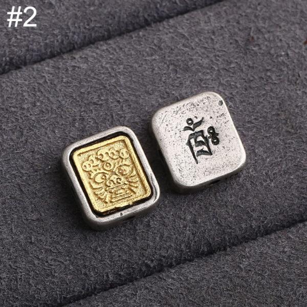 square bead, flower pattern bead, double color bead, spacer bead, s925 sterling silver, silver bead, oxidized silver bead - Image 5
