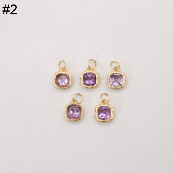 square bead, round bead, bezel bead, amethyst bead, purple bead, sterling silver bead, gild bead, golden bead, 2pcs / 5 pcs - Image 8