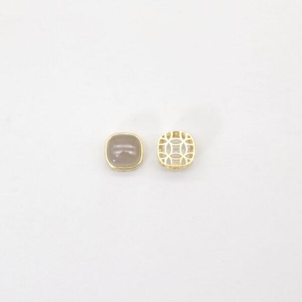square bead, bezel bead, nephrite bead, gray purple bead, sterling silver bead, gild bead, golden bead, 2pcs / 5 pcs - Image 2