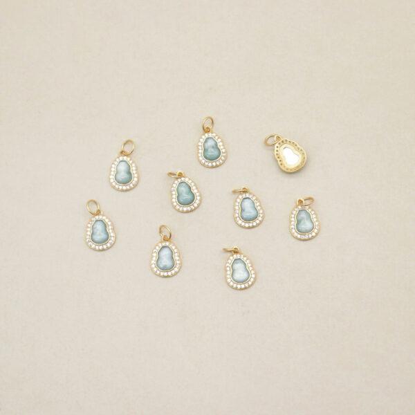 gourd charm, jadeite charm, blue charm, sterling silver charm, gild bead, golden charm, 2pcs / 5 pcs - Image 2