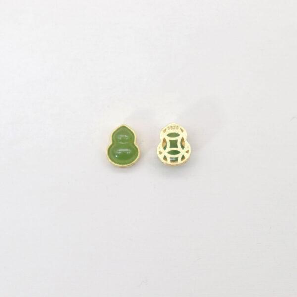 gourd bead, bezel bead, nephrite bead, green bead, sterling silver bead, gild bead, golden bead, 2pcs / 5 pcs - Image 2