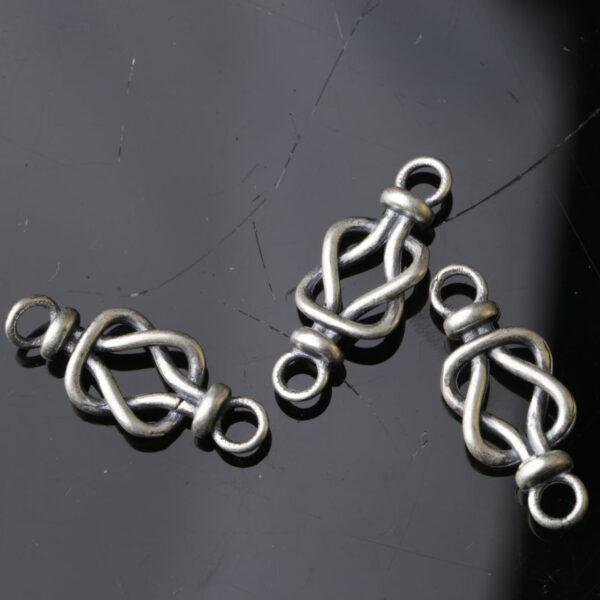 Chinese knot bead, flower connector bead, s925 sterling silver, silver findings, oxidized silver bead - Image 2