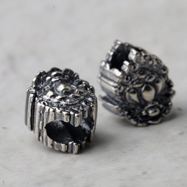 lotus flower bead, flame bead, spacer bead, s925 sterling silver, silver bead, oxidized silver bead - Image 2