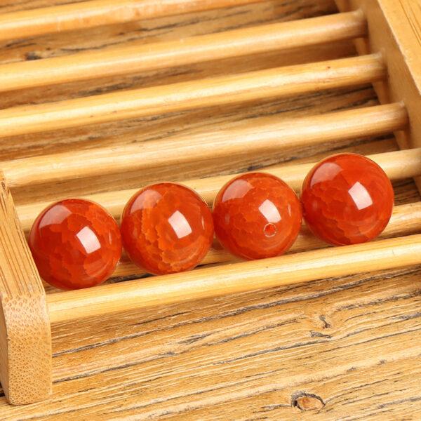 red agate bead, inner crack bead, round bead, through hole bead, natural bead, genuine bead - Image 3