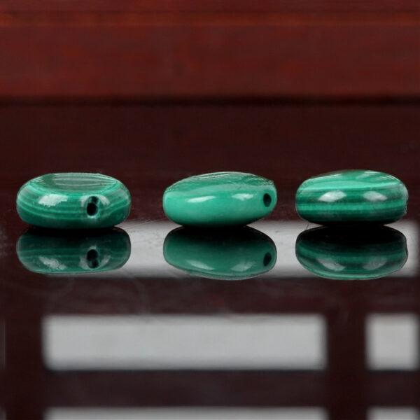 malachite bead, green bead, stripe bead, oblate bead, pebble shape bead, natural bead, genuine bead - Image 3