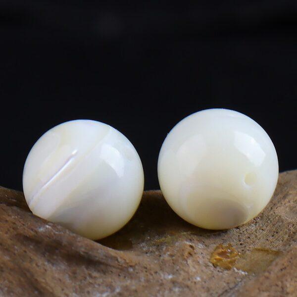 deep sea shell bead, white bead, yellow bead, round bead, through hole bead, natural bead, genuine bead - Image 3