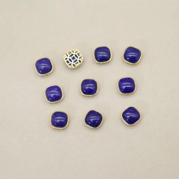 square bead, bezel bead, lapis lazuli bead, blue bead, sterling silver bead, gild bead, golden bead, 2pcs / 5 pcs - Image 3