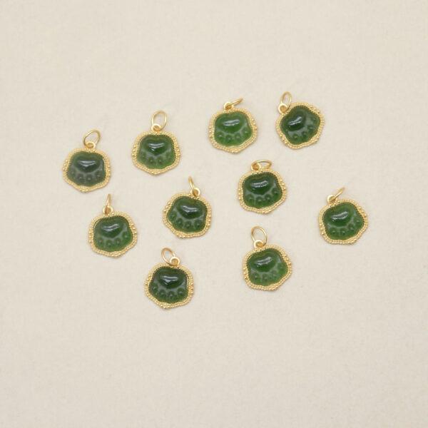 cat paw charm, nephrite charm, green charm, sterling silver charm, gild bead, golden charm, 2pcs / 5 pcs - Image 3
