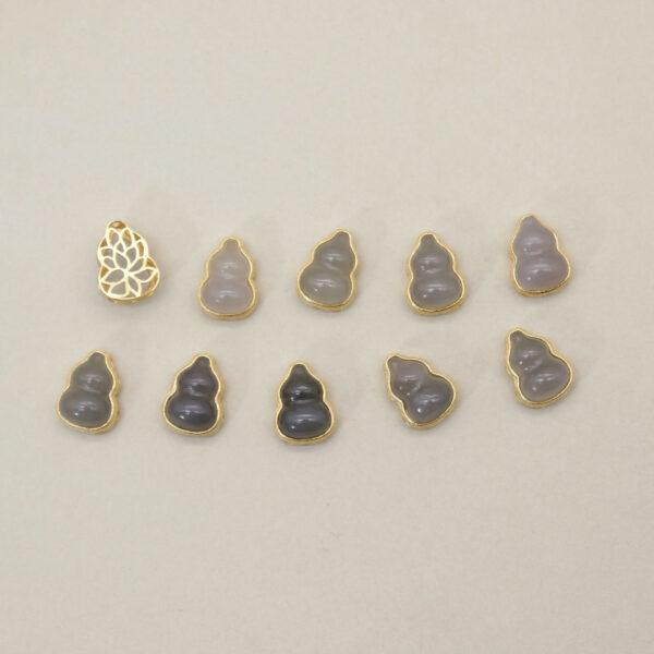 gourd bead, bezel bead, nephrite bead, purple gray bead, sterling silver bead, gild bead, golden bead, 2pcs / 5 pcs - Image 3